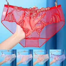Women Underwear Lace Mesh Transparent Breathable Large Size Briefs Underpants