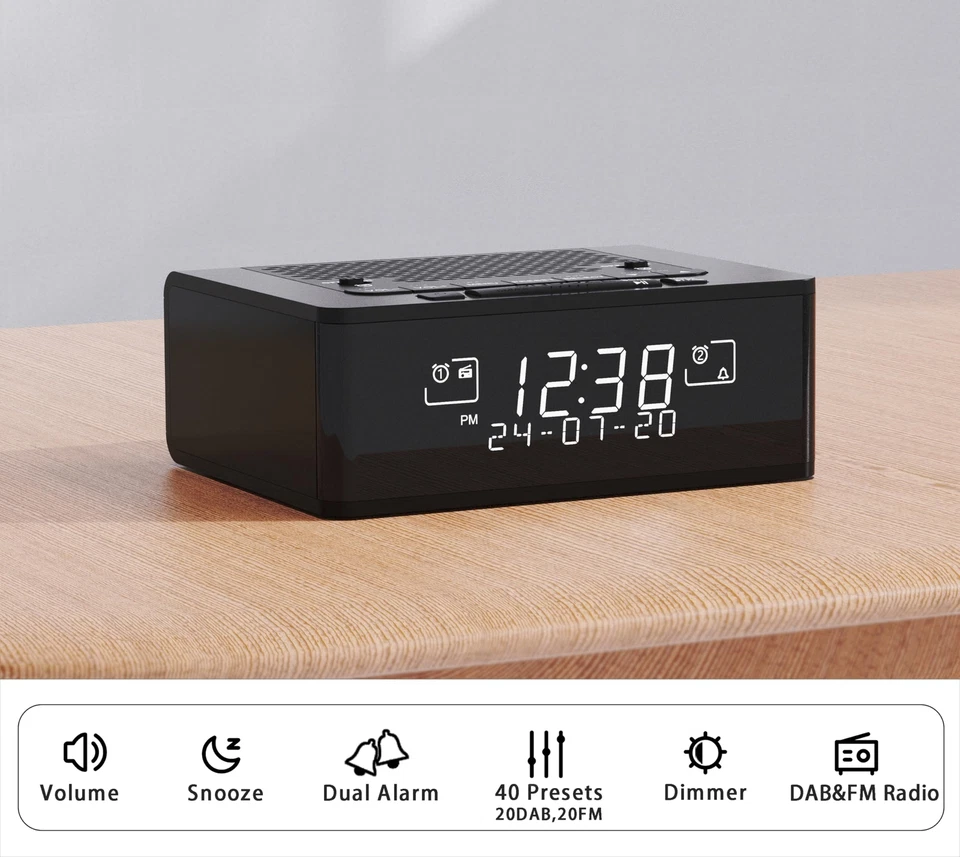 DAB DAB+/FM Radiowecker mit 40 Preset Stationen UKW Uhrenradio Wecker mit Zwe... - Bild 2 von 4
