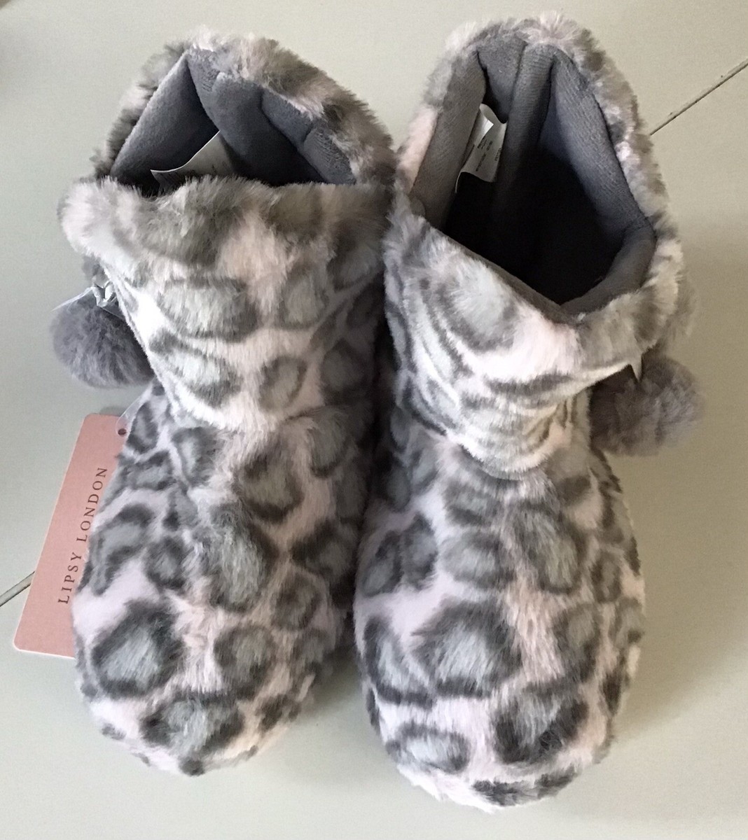 AVON Lipsy Pink Grey Leopard Slipper Boots Size Small Brand