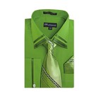 Gold Fashion Contrast Collar French Cuff Matching Tie and Hanky Set Men's Dress Shirt main image 1