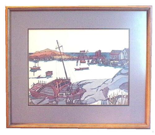 WILLIAM F. STONE - QUIET COVE - SIGNED & NUMBERED LITHO. - LISTED CALIF. ARTIST - Picture 1 of 3