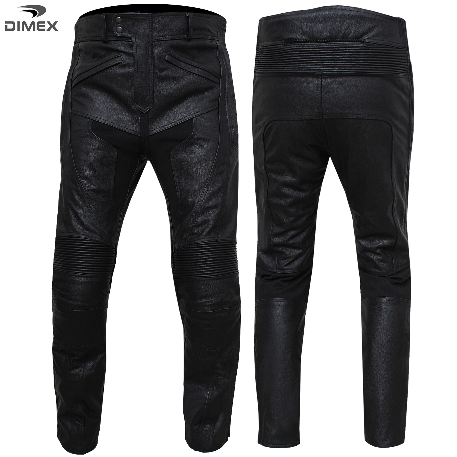 Mens Leather Motorcycle Trousers Sports Biker Motorbike Racing CE