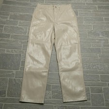 Madewell Pants Perfect Vintage Straight Size 31 Faux Leather Edition Cream NWT