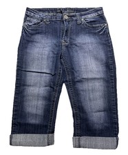 Suka women's Jeans Capri 10 Embroidered 32x16 Blue Denim