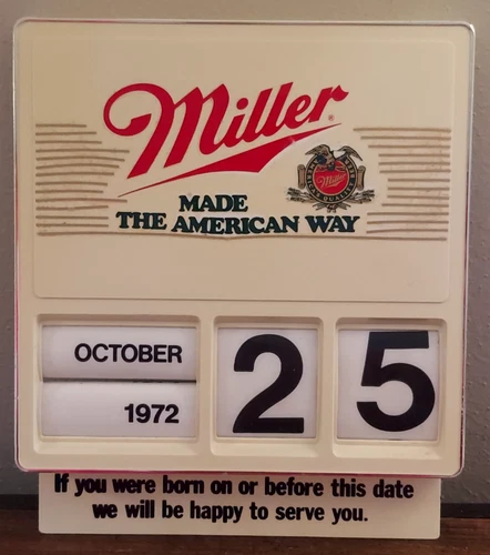 Vtg Miller Beer “IF YOU WERE NOT BORN BEFORE THIS DATE” Bar Sign