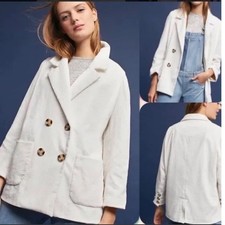 Anthropologie Cartonnier Ivory Cream Corduroy Blazer Jacket Women's Size Large