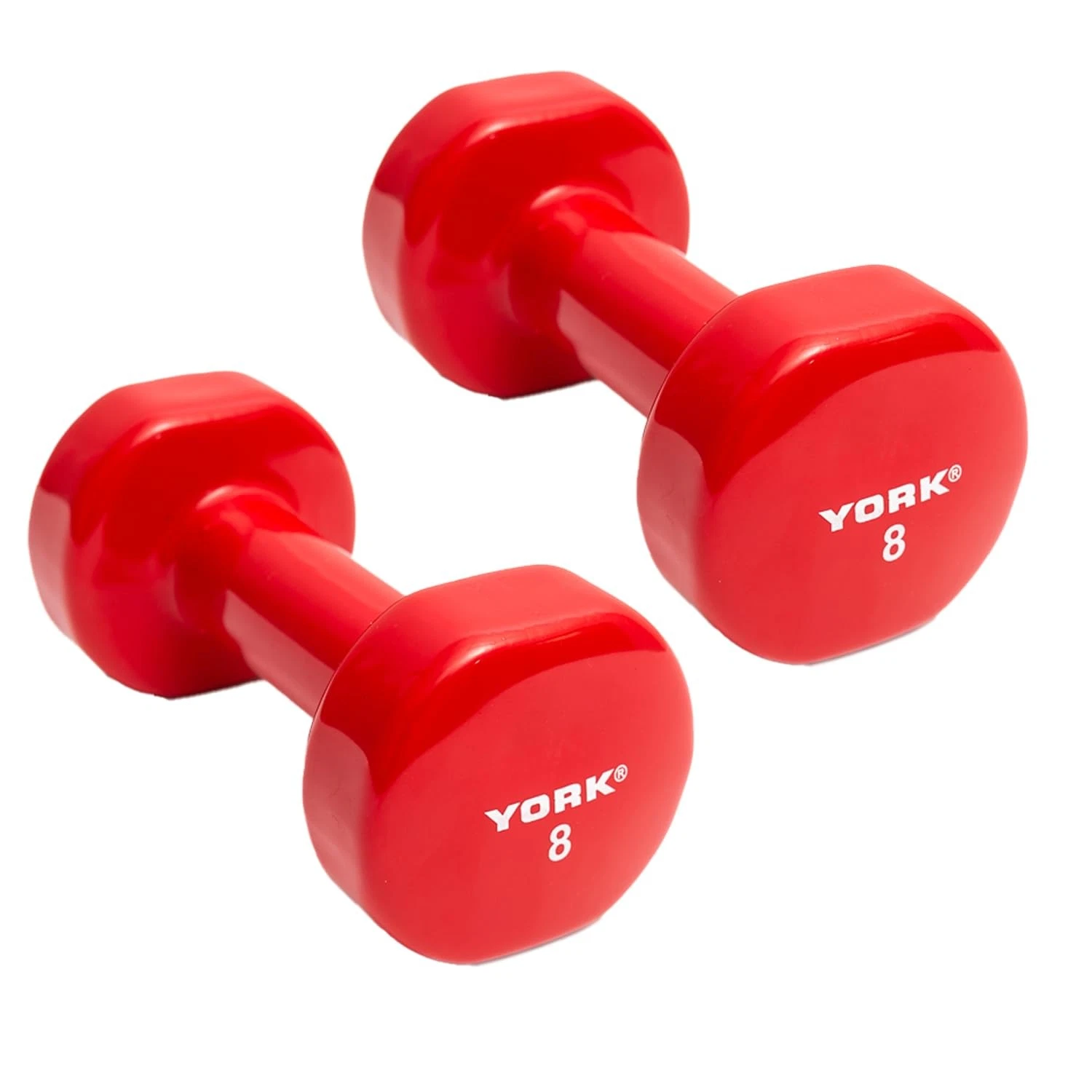 York Barbell Vinyl Coated Fitbell Dumbbell 8LB Pack2 Durable Anti-Roll Anti-Slip