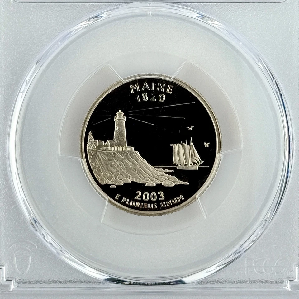 Maine Quarter PR70DCAM 2003-S PCGS Clad Best Top Grade 25c ME State Flag Label - Image 3 of 4