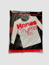 Vintage 80's HANES Thermal Top Long Sleeve WaffleKnit Shirt 2XL DeadStock USA