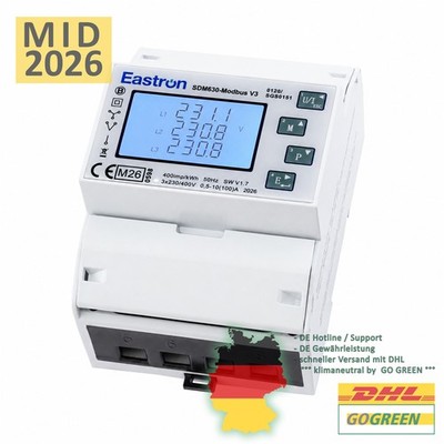 EASTRON SDM630 -MODBUS-MID V3 Stromzähler 3-Phasen DIN RS485 Modbus Smart MID 26