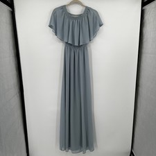 Show Me Your Mumu Blue Smocked Off Shoulder Ruffle Maxi Dress XSmall