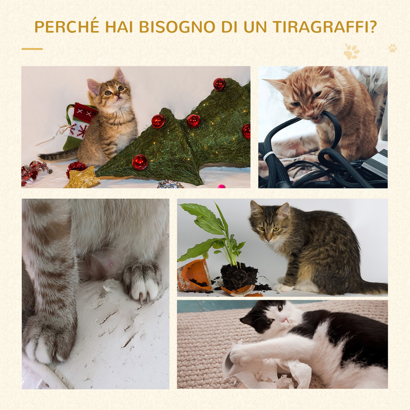 Tiragraffi per Gatti da 100cm con Lettino Rotondo, Pali in Sisal e Rivestimento foto 5