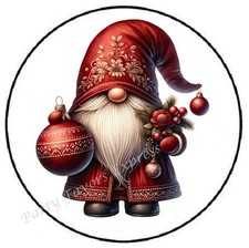 CHRISTMAS GNOME WITH RED ORNAMENT ENVELOPE SEALS LABELS STICKERS PARTY FAVORS