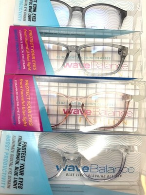 4 Pairs Wave Balance Gamer Blue Light Glasses; Blake, Gilson, Jules, Selby New