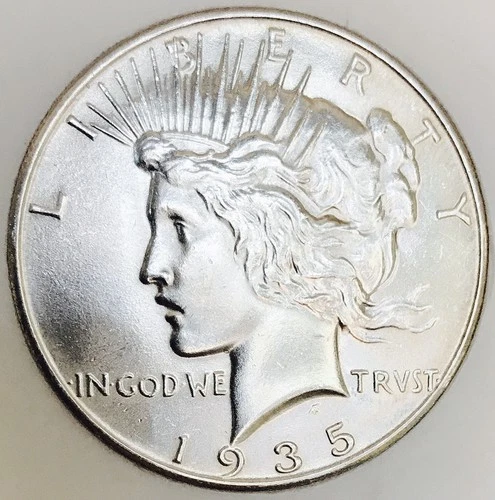 1935 PEACE GEM BU+++++WHITE BLAZER! CLEAN CHEEK! STELLAR GEM! WOW  NR #64703
