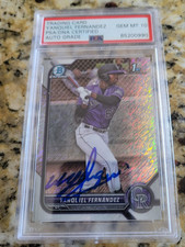 Yanquiel Fernandez Signed 2022 Bowman #BCP-191 PSA AUTO Gem 10 Refractor