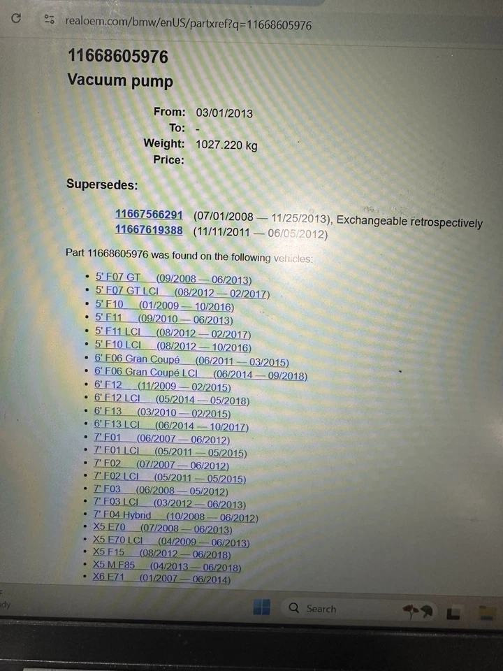 BMW ORIGINAL N63/ S63 New Vacuum Pump #11668605976 OEM - Image 4 of 4