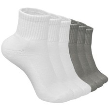 6 Pairs Women Cotton Solid Athletic Ankle Quarter Socks with Cushioning Whit...