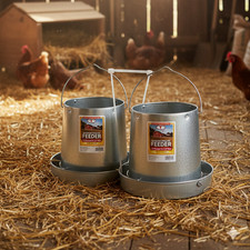 Miller Galvanized Hanging Chicken Feeder 12 lb Poultry Feed Dispenser 2-Pack