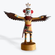 🪶Authentic Hand Carved Hopi Indian Kachina Doll Kwahu Eagle Small Flaw 3"