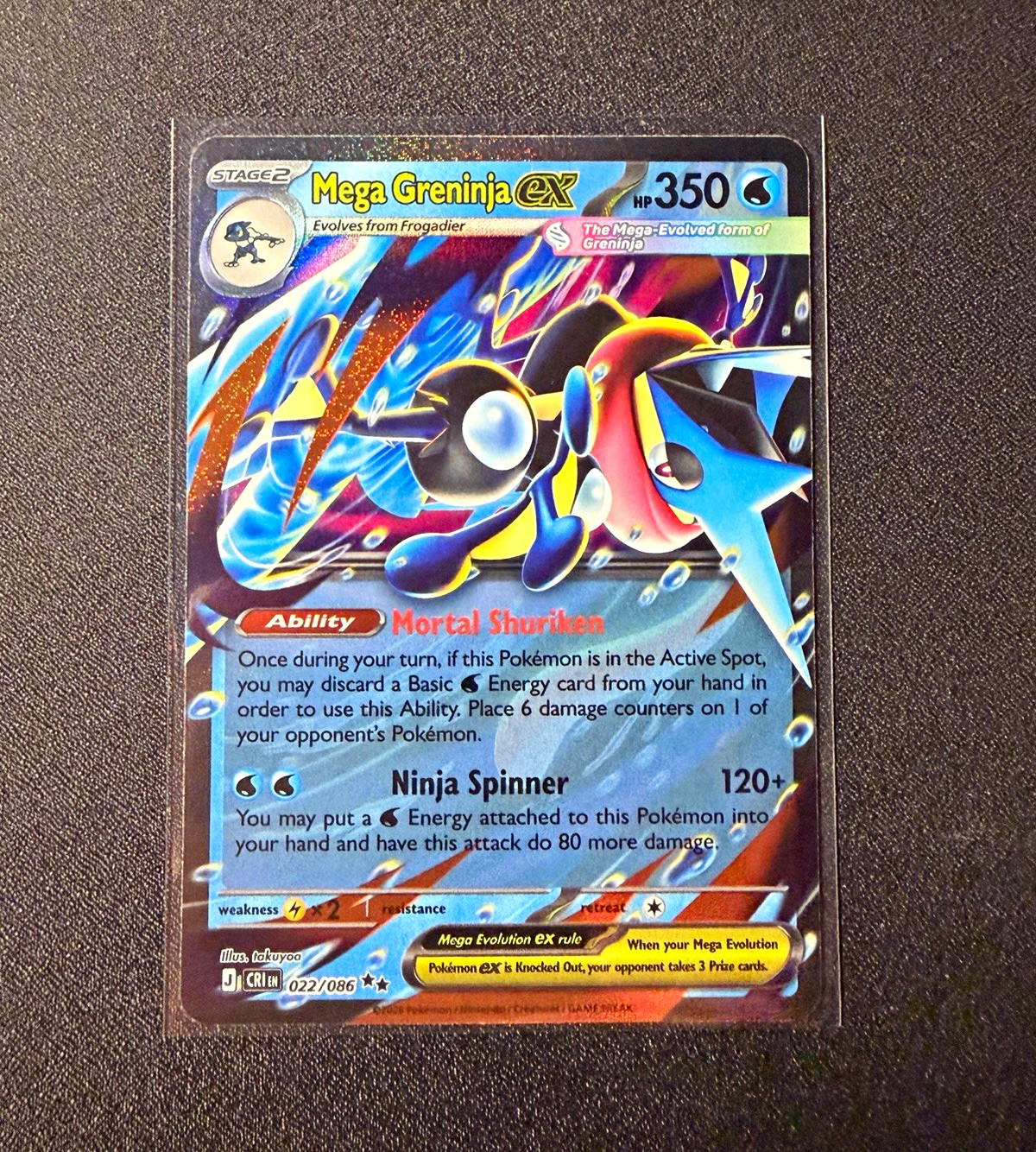 Mega Greninja EX 022/086 Chaos Rising Eng 350HP Full Art Holo Ultra Rare