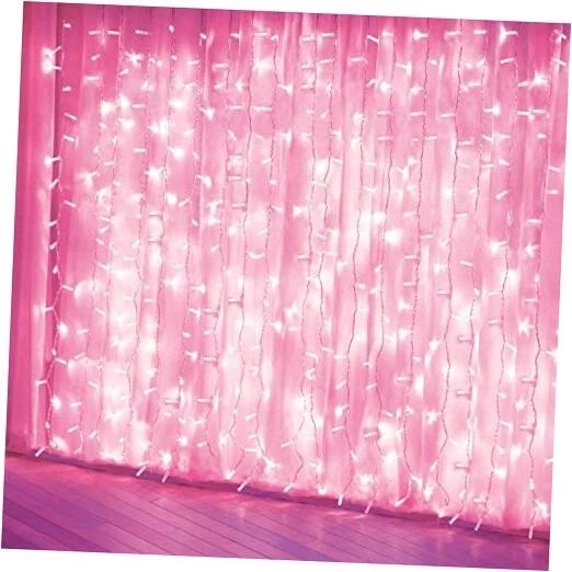 Curtain Lights Room Decor 8 Modes LED String Lights for Garden, Teen Pink