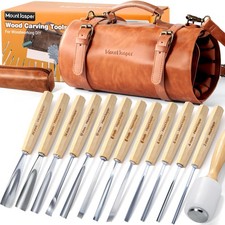 Wood Carving Tools, Wood Carving Kit of 12 Chisels, 1 Nylon Hammer  Leather ...