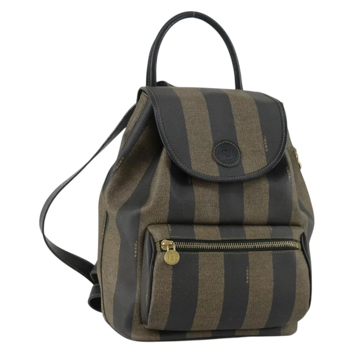 FENDI Pecan Canvas Backpack Brown Black Auth bs30797 Fendi 260020 Brown Backpack Cloth ref.2417403 - Joli Closet main image 4