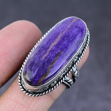 Russian Charoite Gemstone 925 Sterling Silver Gift Jewelry Ring Size 9 N177