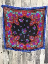 NWT Vintage Liz Claiborne Multi-Color  Floral Accent 100 Silk Square Scarf