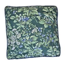 1 LAURA ASHLEY Bramble Berry Throw PIllow Corded Green Violet 90s Handmade 16x16