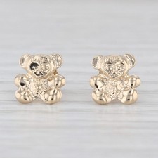 Small Teddybear Stud Earrings 14k Yellow Gold Bear Studs