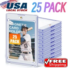 *25 Pack Magnetic Trading Sports Card Holders 35pt One-Touch Hard UV Protection⭐