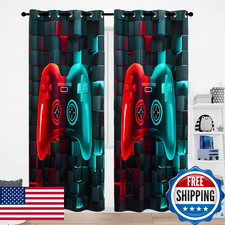 PERFEMET Gamer Curtains for Boys Bedroom - Red Teal Video Game Drapes 84" L