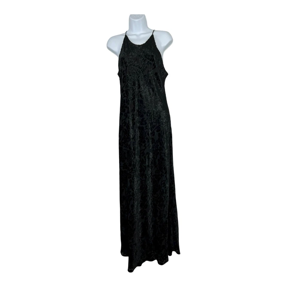 Vestido Hampton Nites Mujer 10 Negro Terciopelo Burnout Slip Maxi Y2k Años 90 Capricho Foto 2 de 4