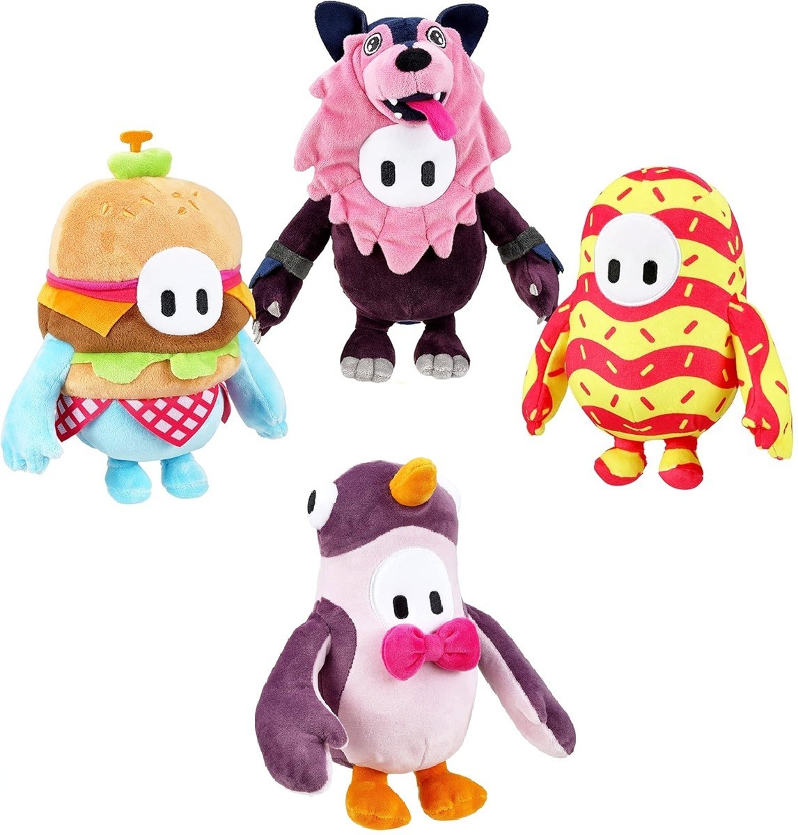 Lot of 4 FALL GUYS Ultimate Knockout Small 8" Collectible Plush Toys -Multicolor