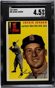1954 Topps #80 Jackie Jensen Boston Red Sox SGC 4.5 VG - EX+