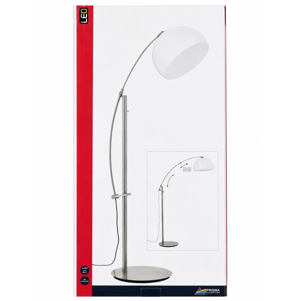 Briloner PRISMA lampada ad arco lampada da terra nichel opaco E27 max 60 W 182,5 cm metallo