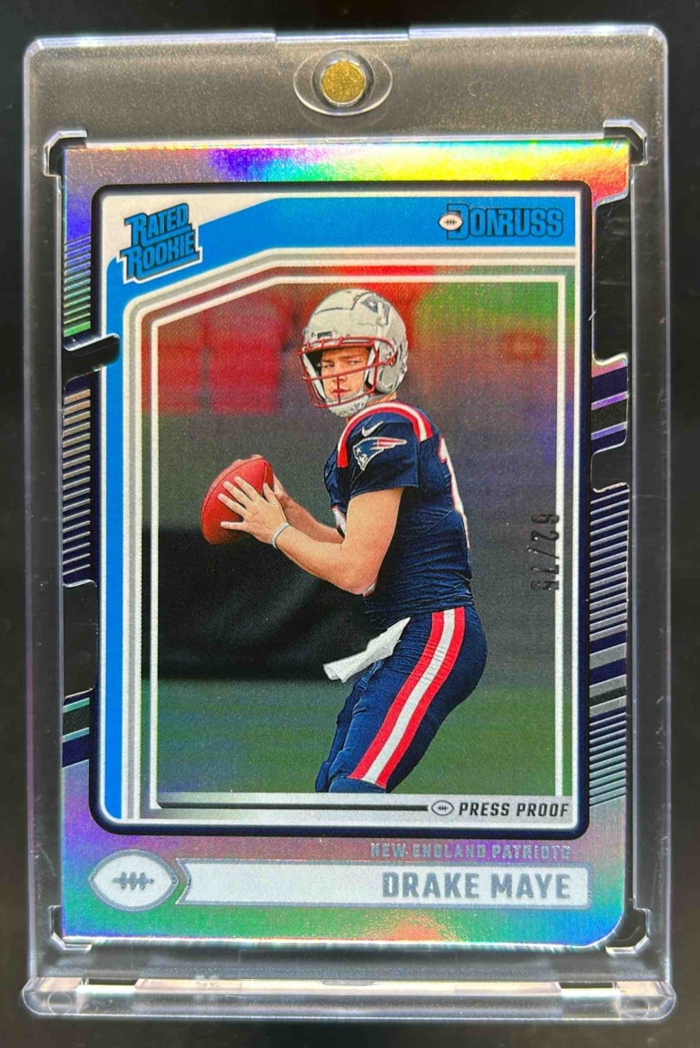 2024 Donruss Drake Maye Press Proof Silver Die Cut Rated Rookie #62/75 Patriots