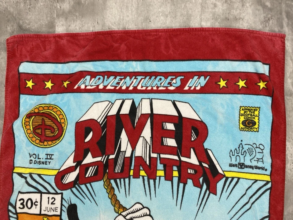 Toalla de playa vintage WALT DISNEY WORLD ADVENTURES RIVER COUNTRY Goofy Chip Dale Foto 2 de 4
