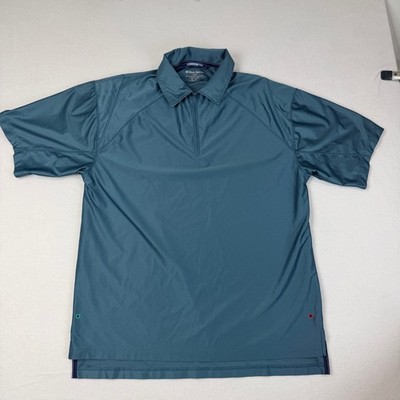 West Marine Mens Commodore Polo Shirt Teal Blue Quarter Zip Short Sleeve Large