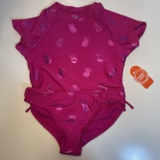 Wonder Nation 2Pc Swimsuit Rash Guard Girls L 10-12 Orchid Glow NEW Pineapple