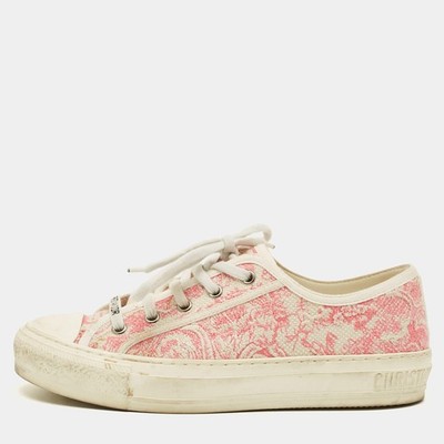Dior WalknDior Size 37 Brush PinkWhite Jacquard Low Top Sneakers