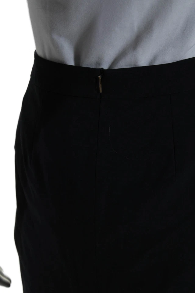 Falda lápiz Boss Hugo Boss para mujer cremallera trasera hasta la rodilla azul marino lana talla 10 Foto 4 de 4