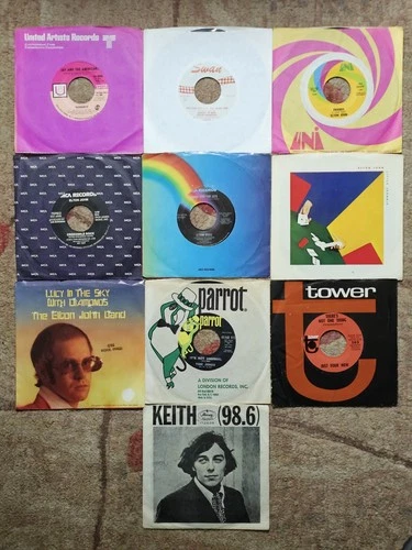 Lot 10 Pop Rock 45's Jay & The Americans Marcy Jo Elton John, Tom Jones, Keith +