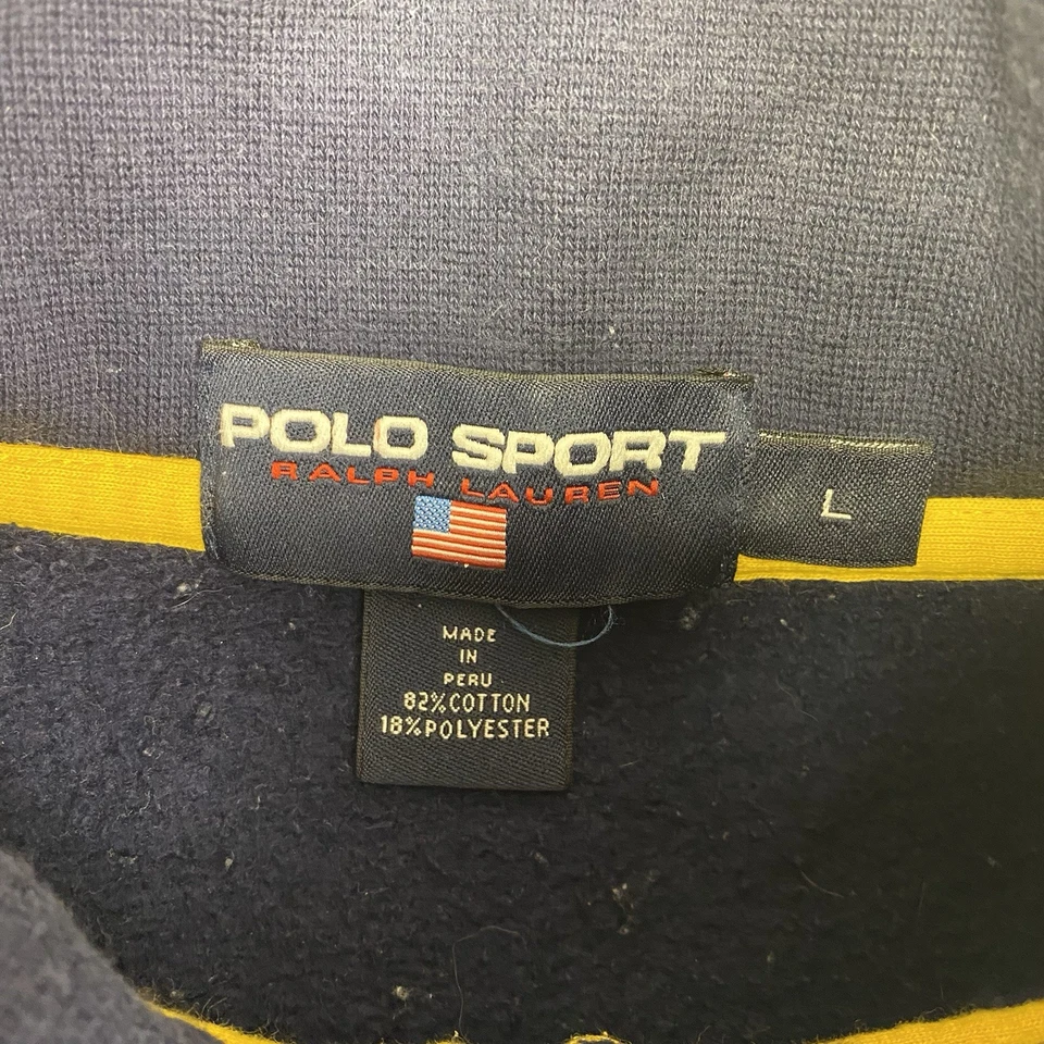 Polo Sport Ralph Lauren 1/4 Cremallera Sudadera L Azul Marino Bandera EE. UU. Logo Pullover Foto 3 de 4