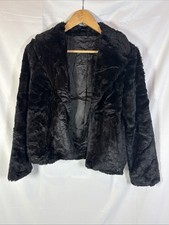Women s Plush Faux Fur Jacket Black Winter Co...