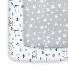 Pack and Play Sheets, 2 Pack Mini Crib Sheets, Stretchy Playard Fitted Sheet, Co