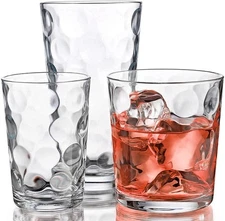 Glassware Set 18 Piece Mixed Drinkware Set. 6 Highball Tumblers-17 oz., 6 Roc...