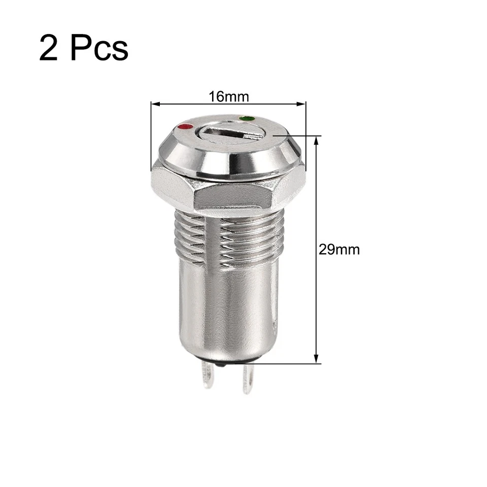2Pcs 12mm 2 Positions Verrouillage Bouton Poussoir Interrupteur +2 Clés NO-OFF - Photo 2/4